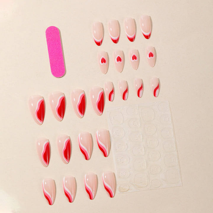 Artistic Heart-Themed Acrylic Nail Extensions Kalsten