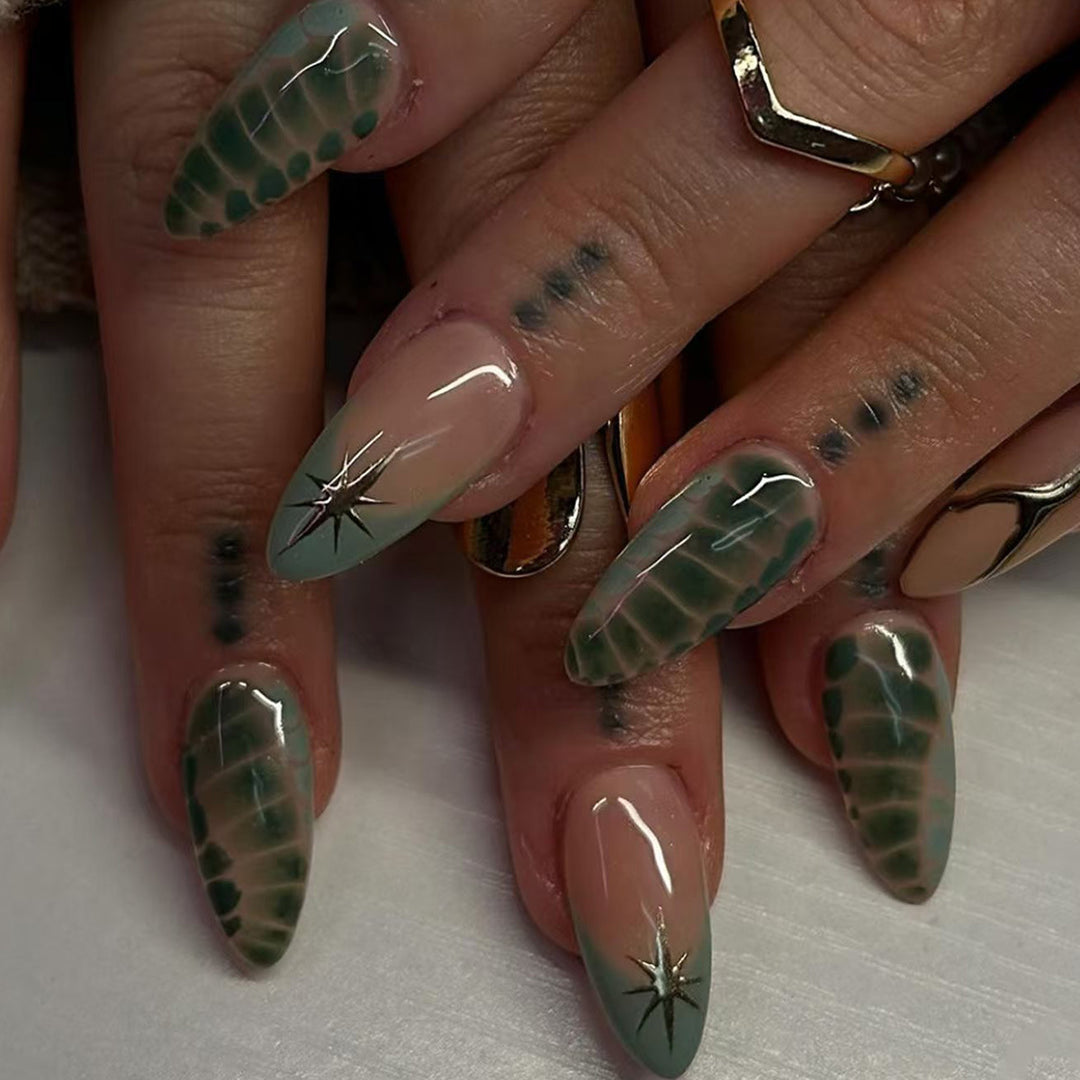 Artistic Almond-Shaped Press-On Nail Extensions Kalsten