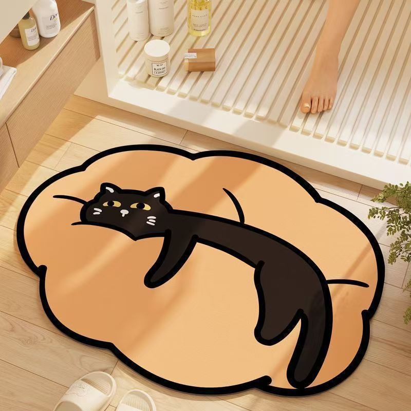 Whimsical Cat-Themed Bath Mat Kalsten