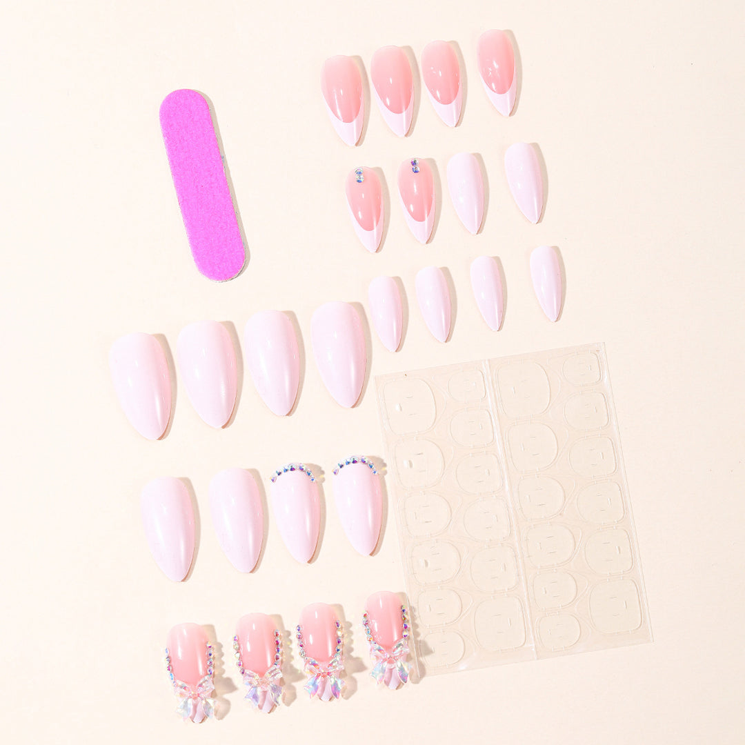 Elegant Stiletto Nail Art Set with Gem Accents Kalsten
