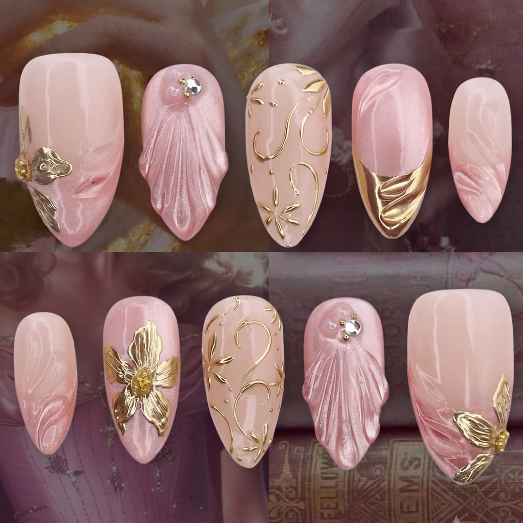 Elegant artificial nail set with floral decorations Kalsten