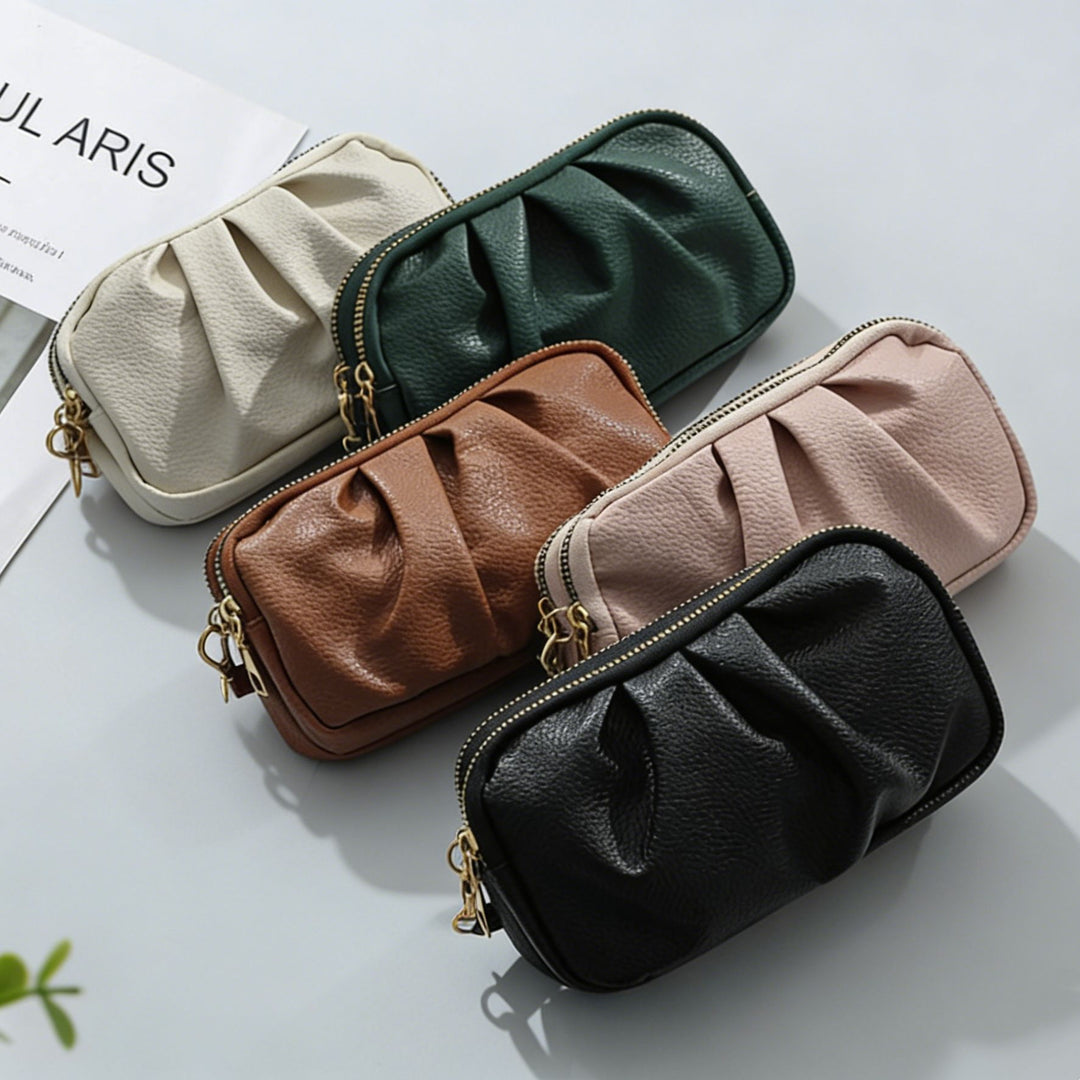 Textured Leather Zip Clutch Wallet Kalsten