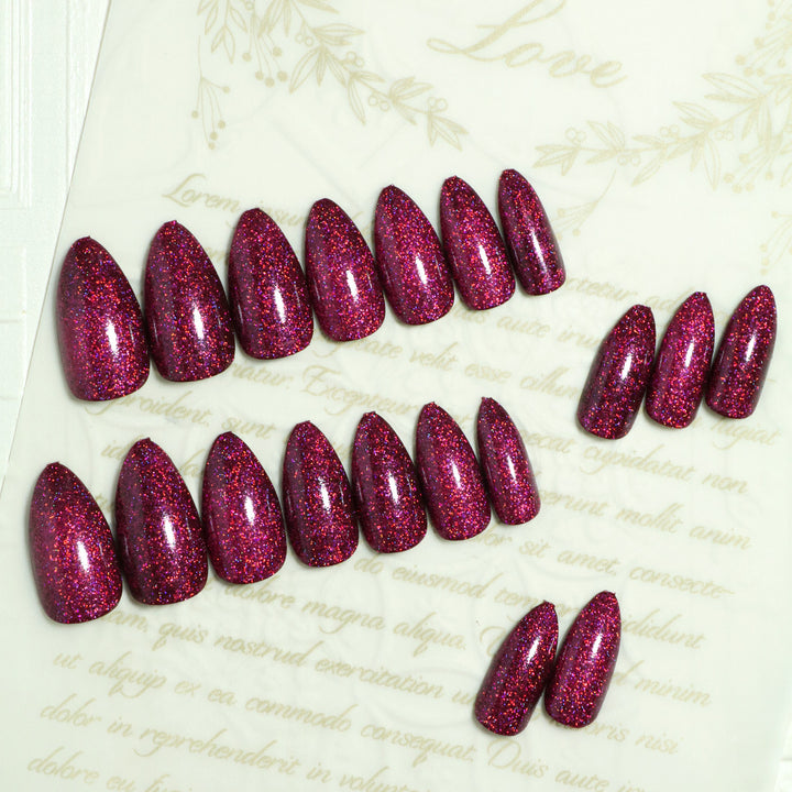 Glamorous Glittery Almond-Shaped Press-On Nails Kalsten