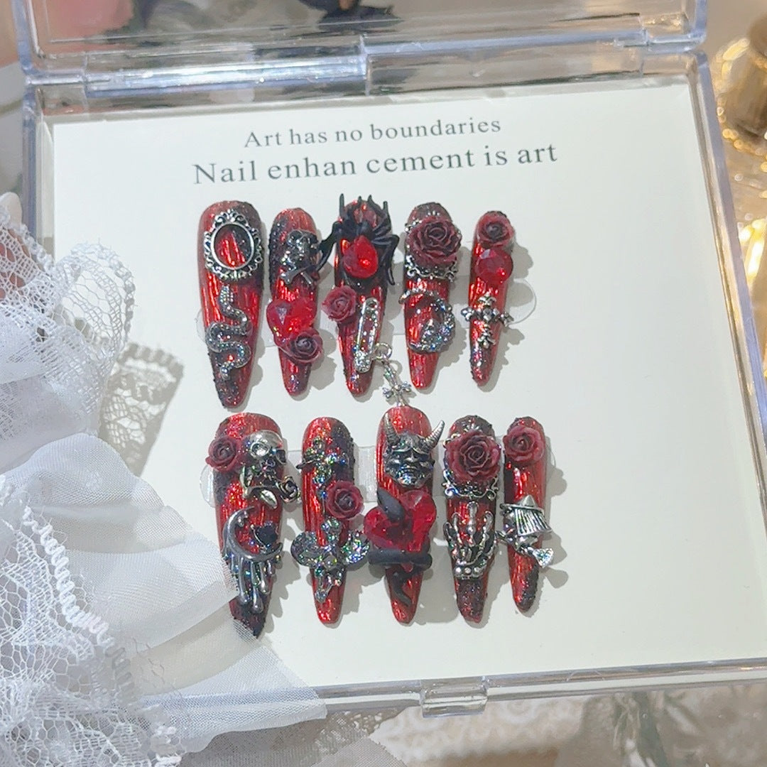 Gothic-Inspired 3D Nail Art Set