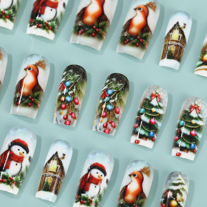 Creative artificial nails in festive Christmas design Kalsten