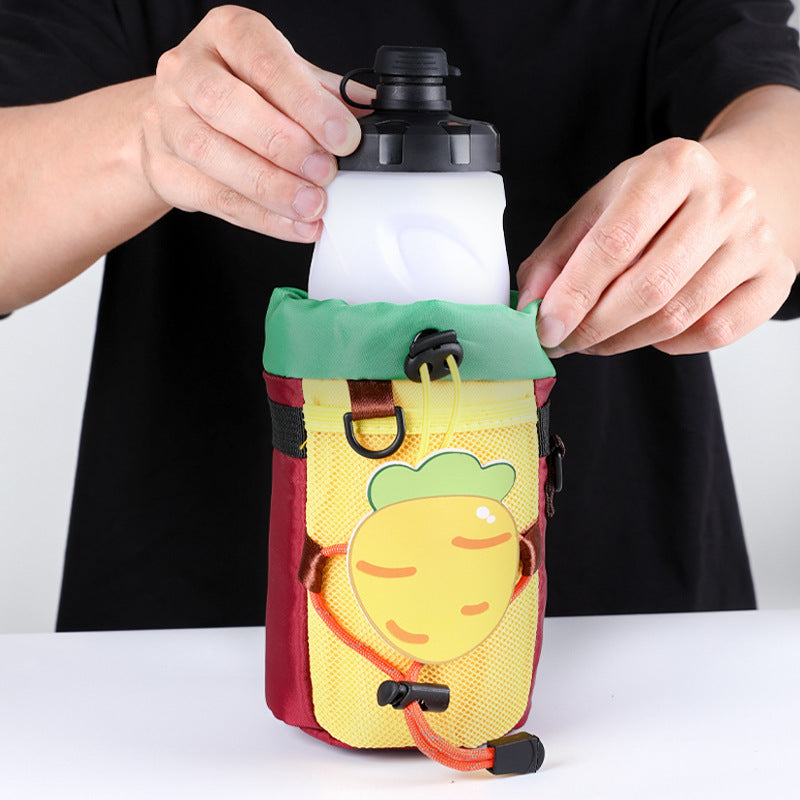 cute insulated kids water bottle carrier pouch with multiple adjustable hook-and-loop straps and mesh pocket Kalsten