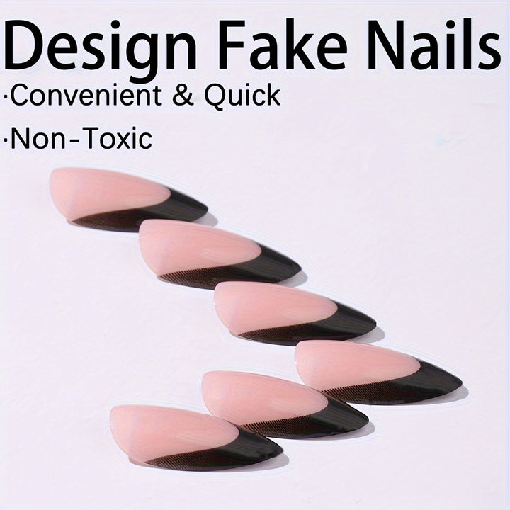 Acrylic nail set with elegant black and white design and cute bow accents Kalsten