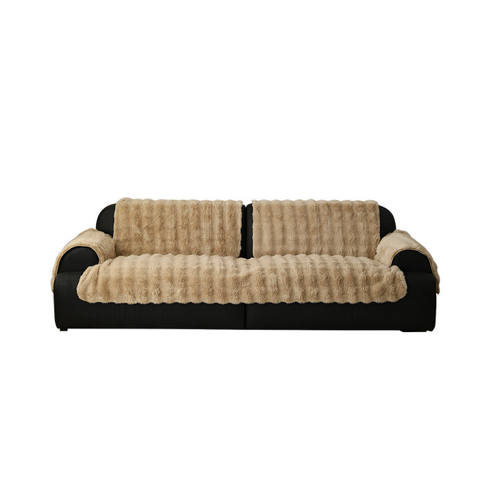 High-pile sofa cover set made of faux fur with seat, back and armrest covers Kalsten