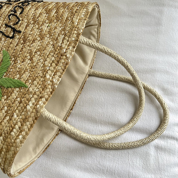 Handmade straw bag with colorful lemon motif Kalsten