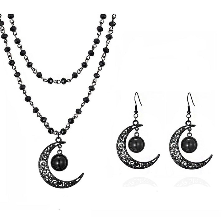 Layered Crystal Moon Jewelry Set Kalsten