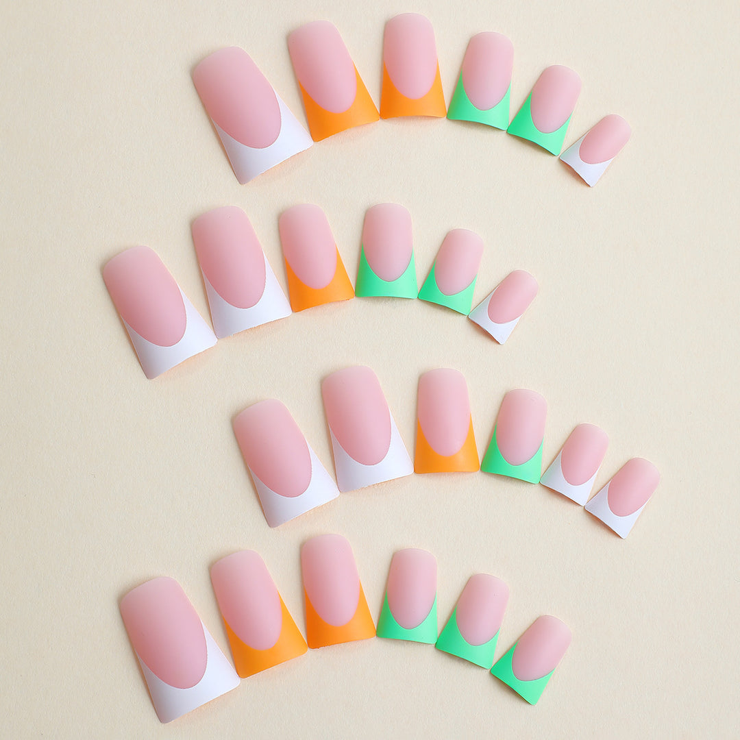 Artistic Press-On Nail Set with Unique Colorful Tips kalsten
