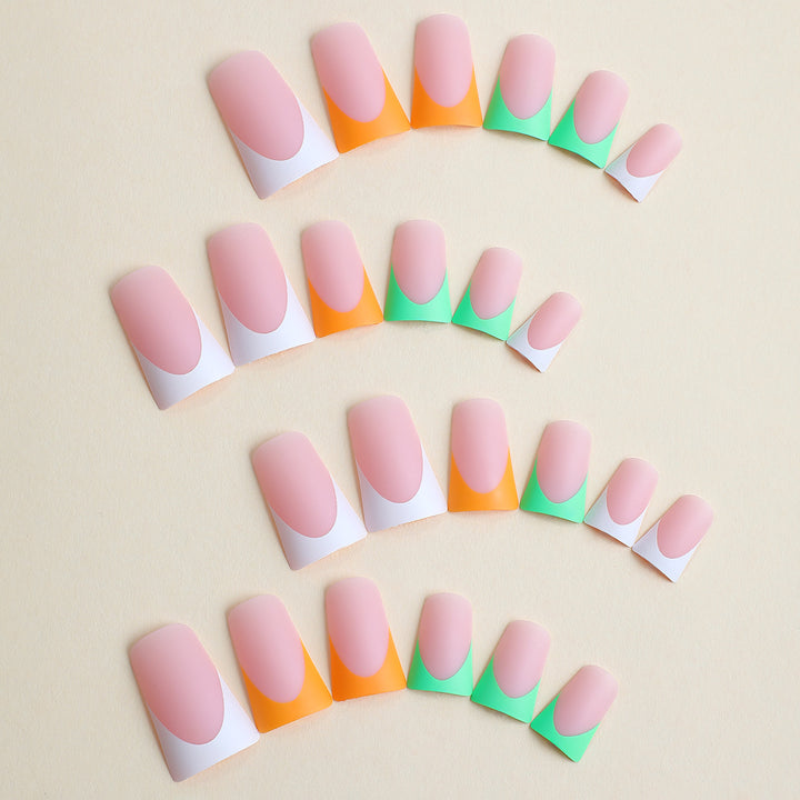 Artistic Press-On Nail Set with Unique Colorful Tips kalsten