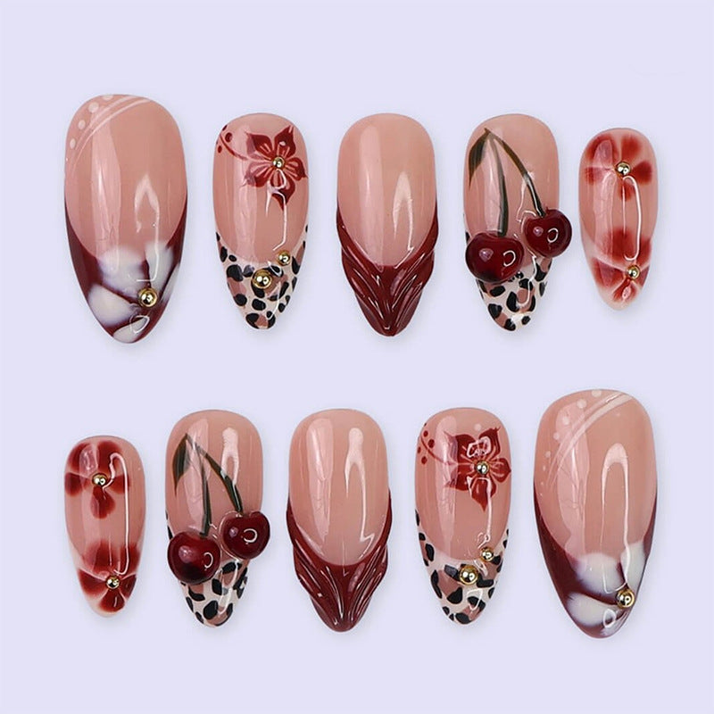 Creative Nail Design Set with Elegant Flower and Leopard Elements Kalsten