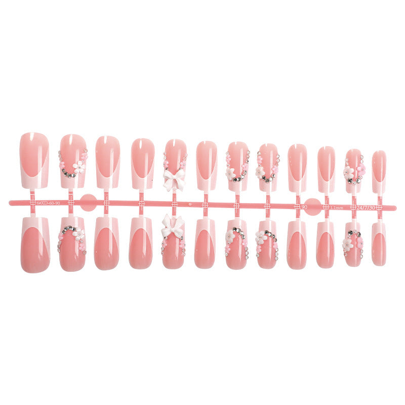 Decorative Press-On Nails Art Set with Floral and Gem Embellishments kalsten
