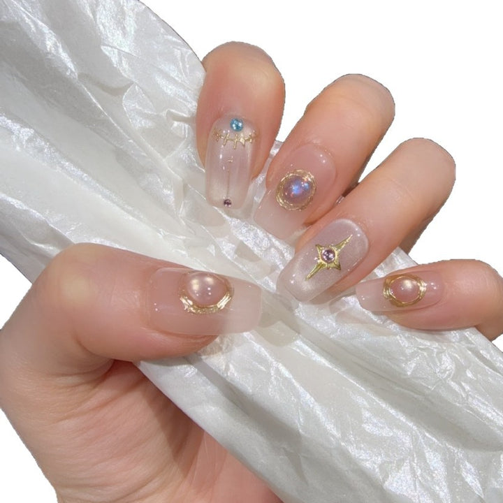 Decorative Press-On Nail Art Set with Gemstone Accents Kalsten