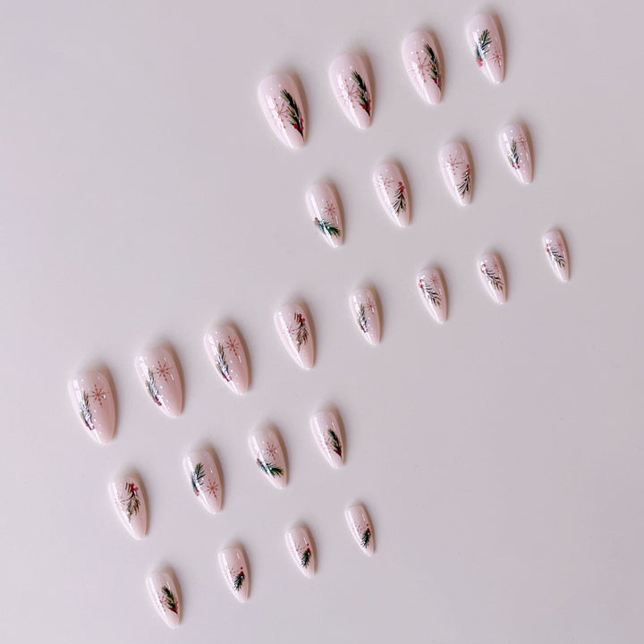 Artificial nail set with winter fir tree application Kalsten