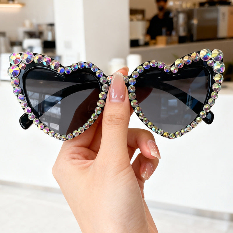 Rhinestone Heart-Shaped Sunglasses Kalsten