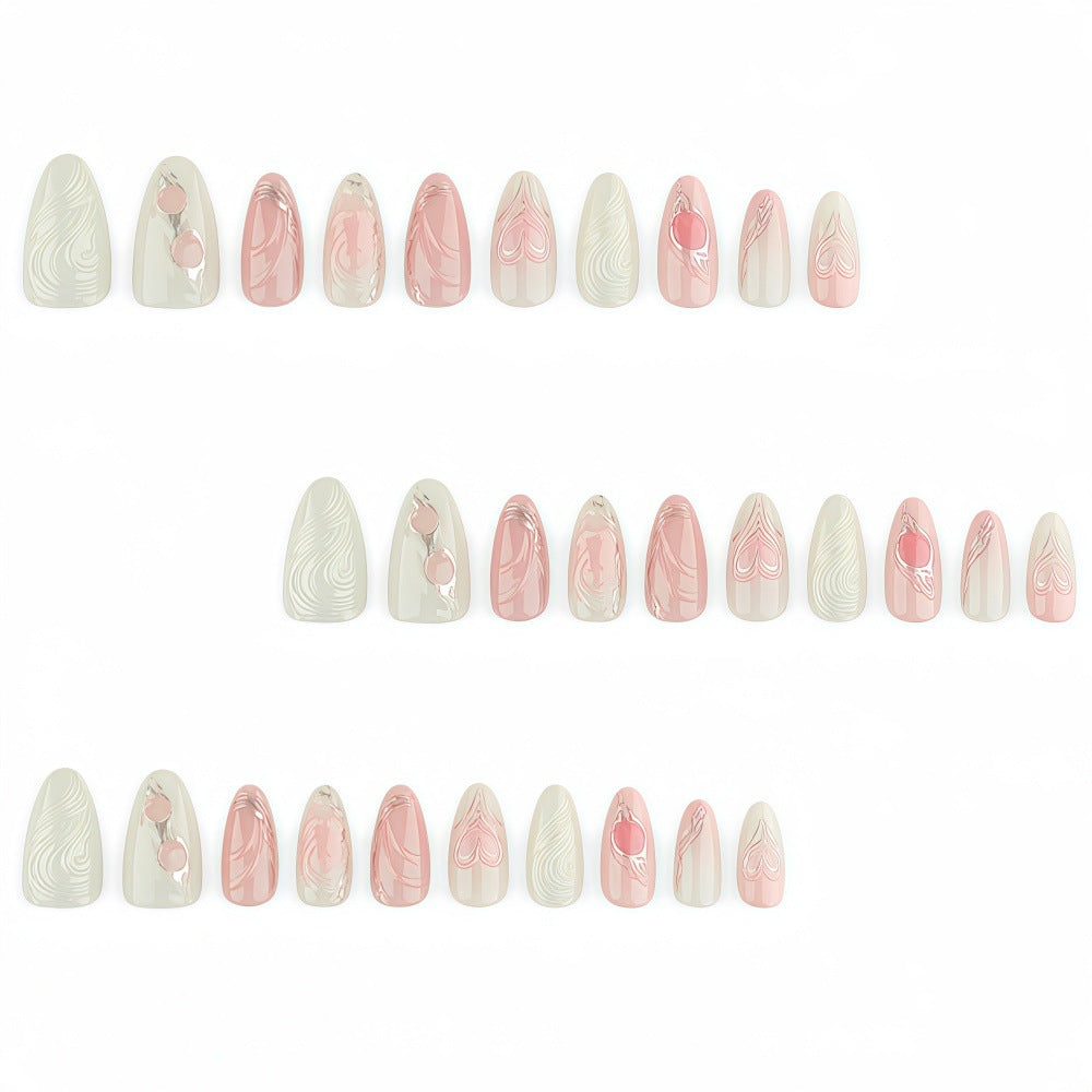 Elegant Artificial Nail Set with Romantic Design Kalsten