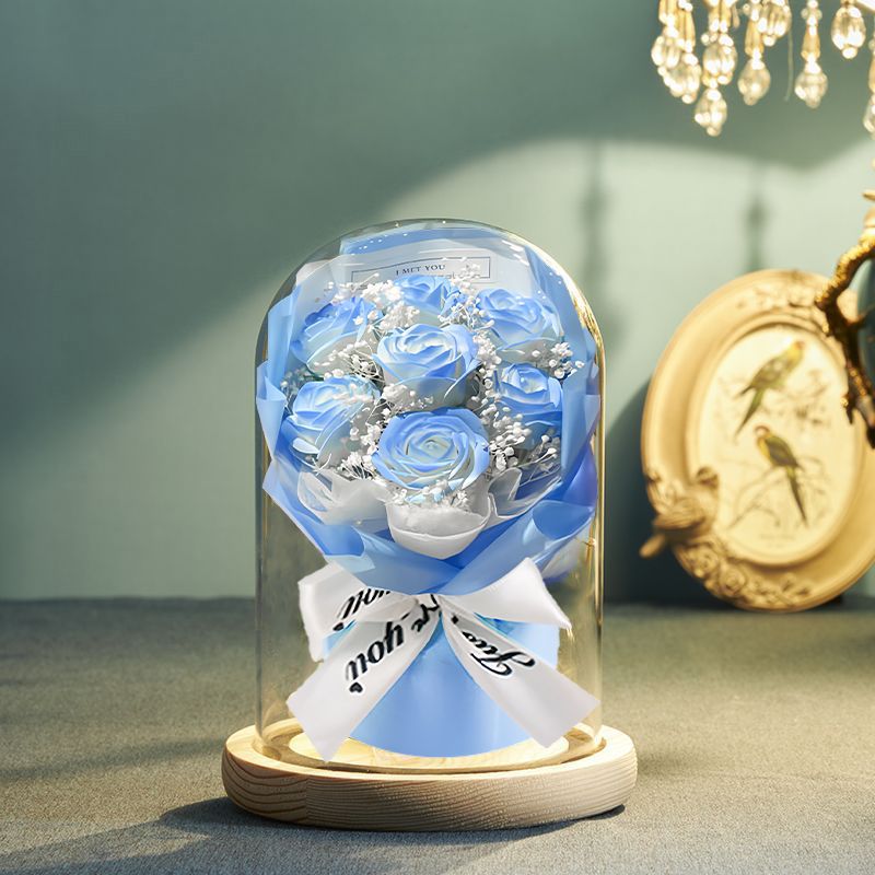 Preserved Floral Bouquet in Glass Dome