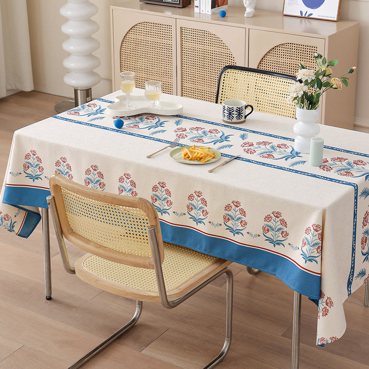 Water-repellent rectangular tablecloth with paisley pattern and coated cotton look Kalsten