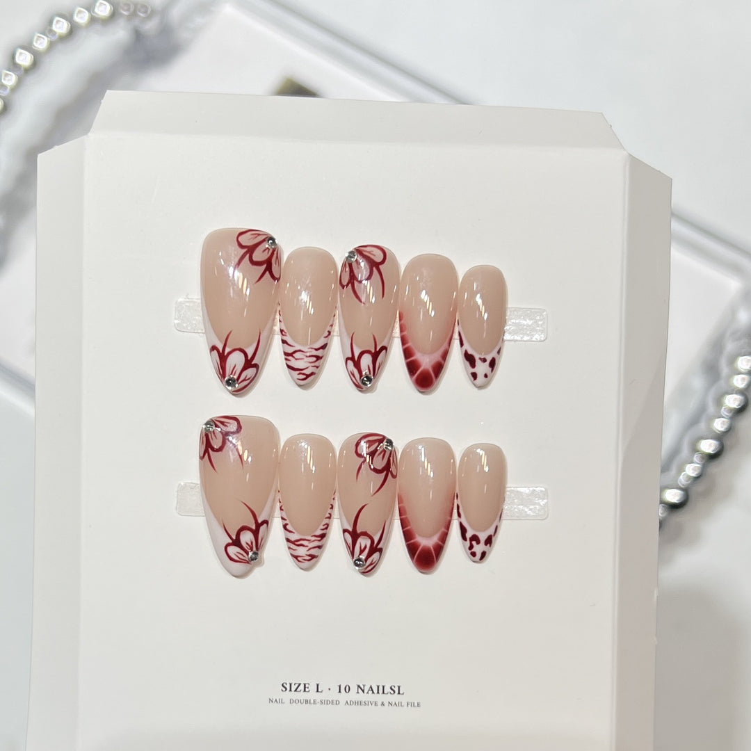 Artistic Floral Press-On Nail Design Set Kalsten