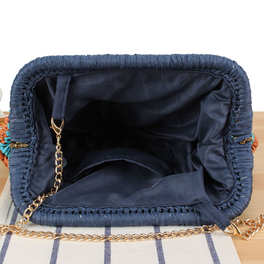 Handcrafted shoulder bag with cheerful wave pattern Kalsten