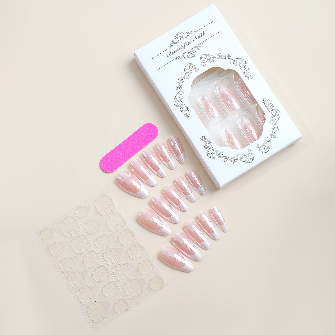 Acrylic nail set with elegant French design and care set Kalsten