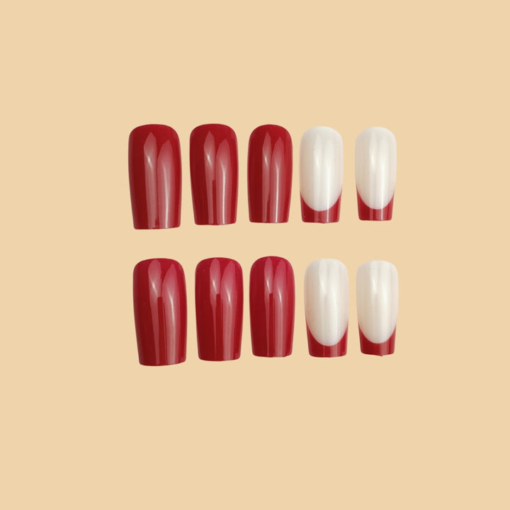 Glossy Deep Red Acrylic Nail Extensions Kalsten
