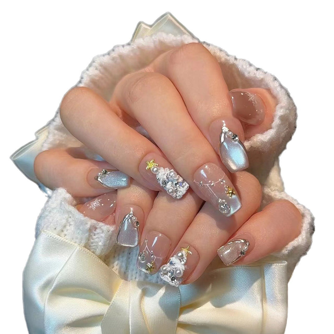 Elegant Press-On Nail Art Kit with Decorative Gem Accents Kalsten