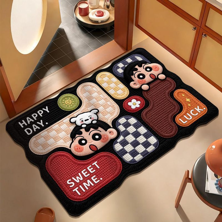 Playful Cartoon Cat-Themed Area Mat