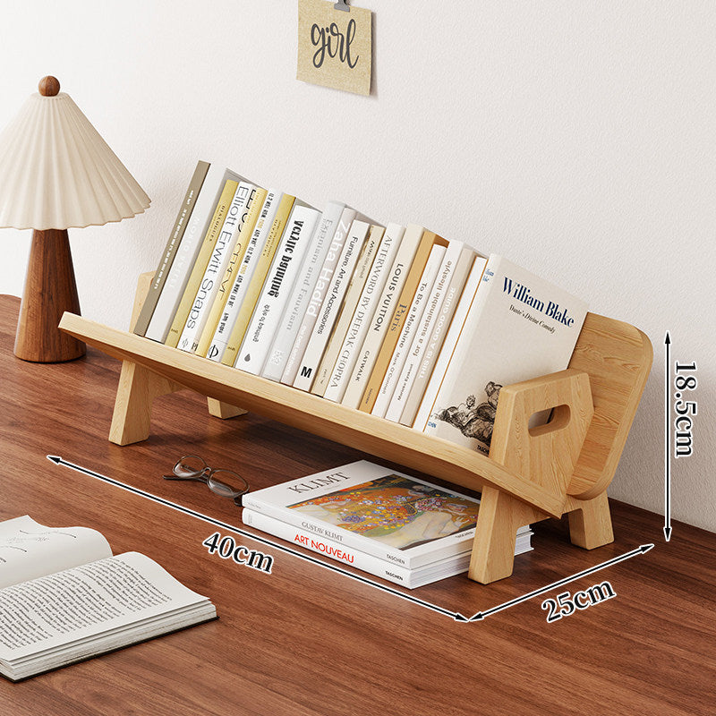 Angled Bamboo Desktop Book and Magazine Rack with Non-Slip Rods