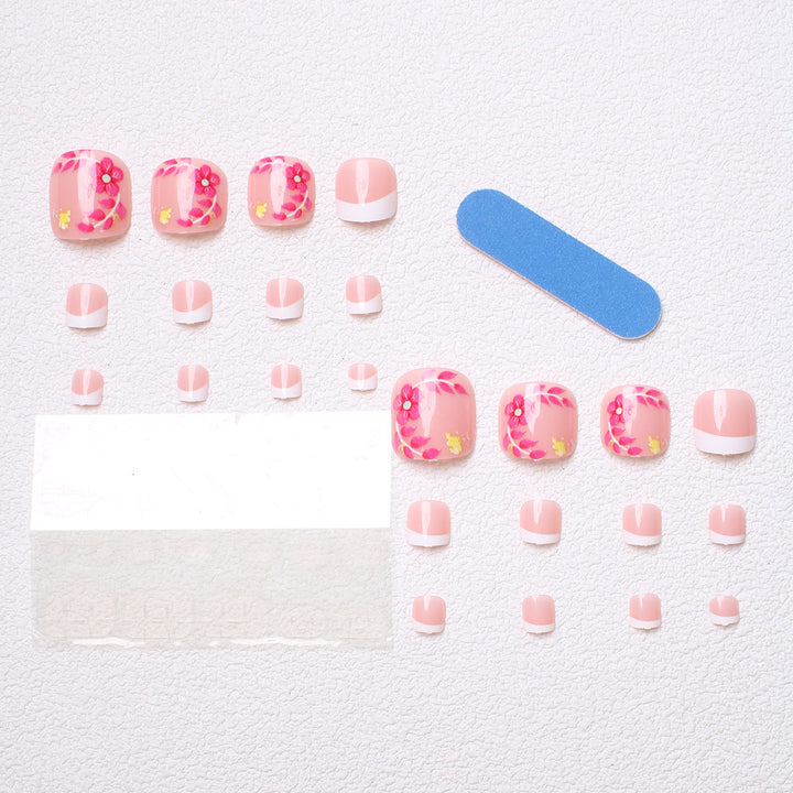 Decorative Floral Press-On Toenails Kalsten