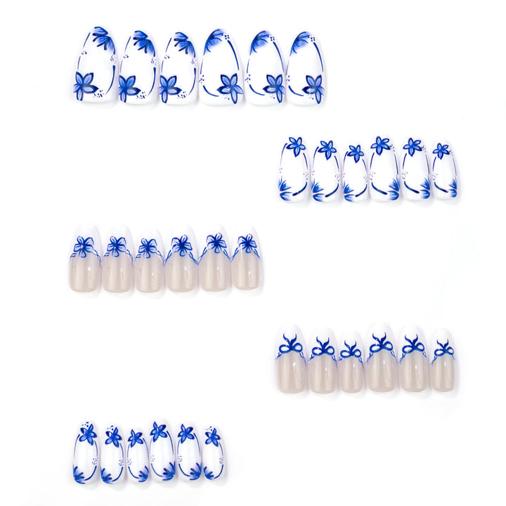 Manual Floral-Designed Press-On Nail Set