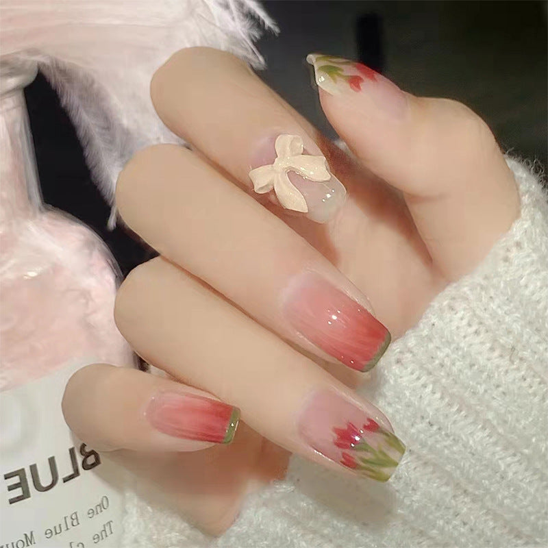 Artificial art nails with heart and glitter elements Kalsten