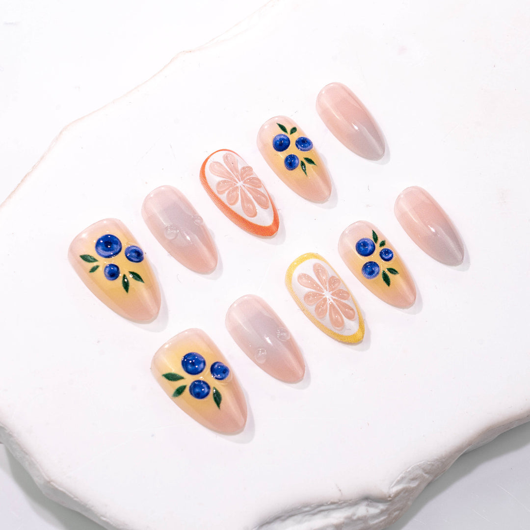 Artistic Fruit-Inspired Press-On Nail Set Kalsten