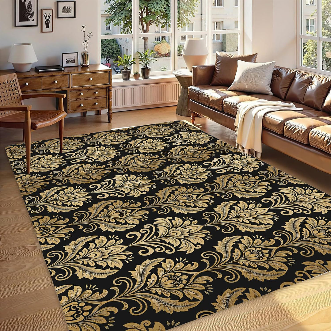 Abstract Leaf Print Area Rug