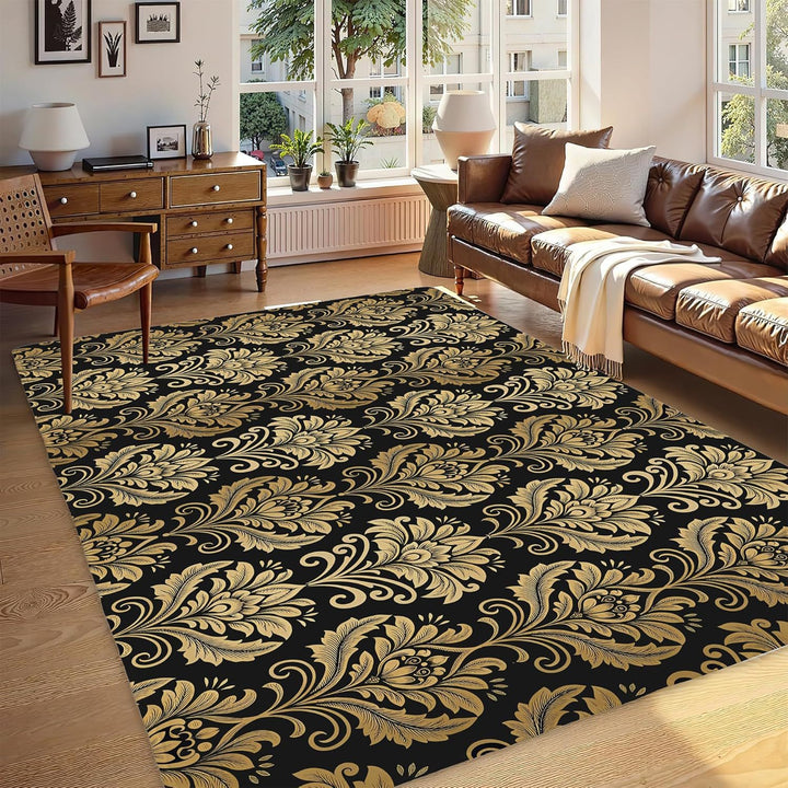 Abstract Leaf Print Area Rug