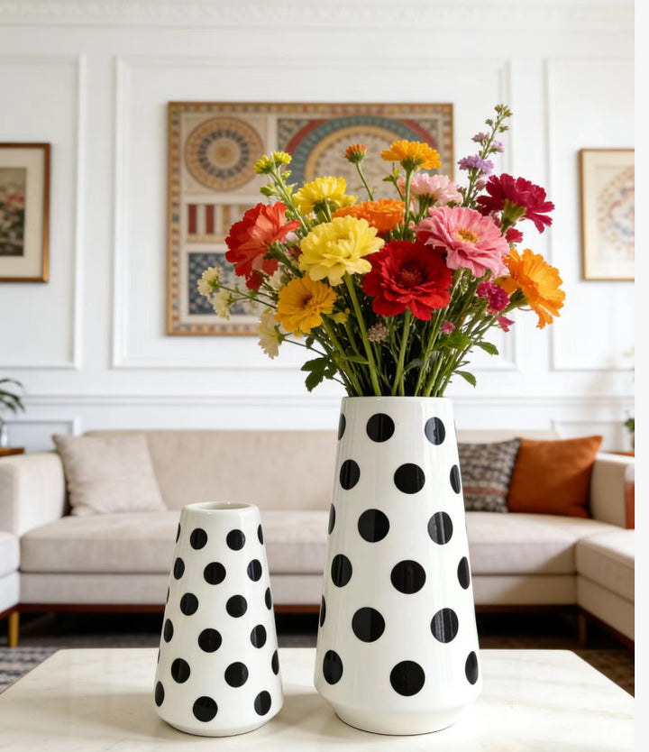 Chic Checkerboard Pattern Ceramic Vase Kalsten
