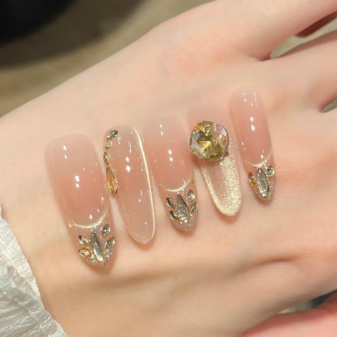 Elegant Glitter-Embellished Press-On Nail Extensions Kalsten