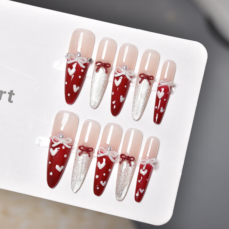 Romantic Heart-Themed Press-On Nail Extensions Kalsten