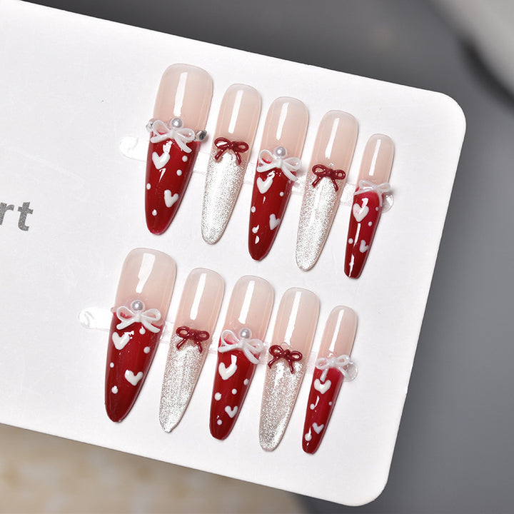 Romantic Heart-Themed Press-On Nail Extensions Kalsten