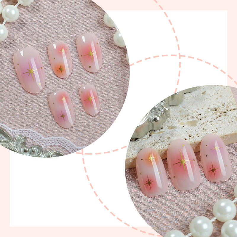 Artistic Press-On Nail Set with Vibrant Star Designs kalsten