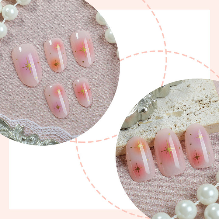 Artistic Press-On Nail Set with Vibrant Star Designs kalsten