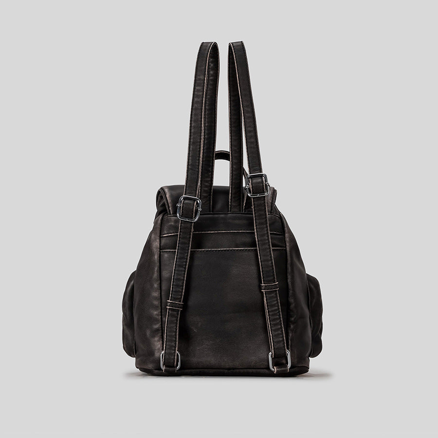 Multi-Pocket Leather Backpack