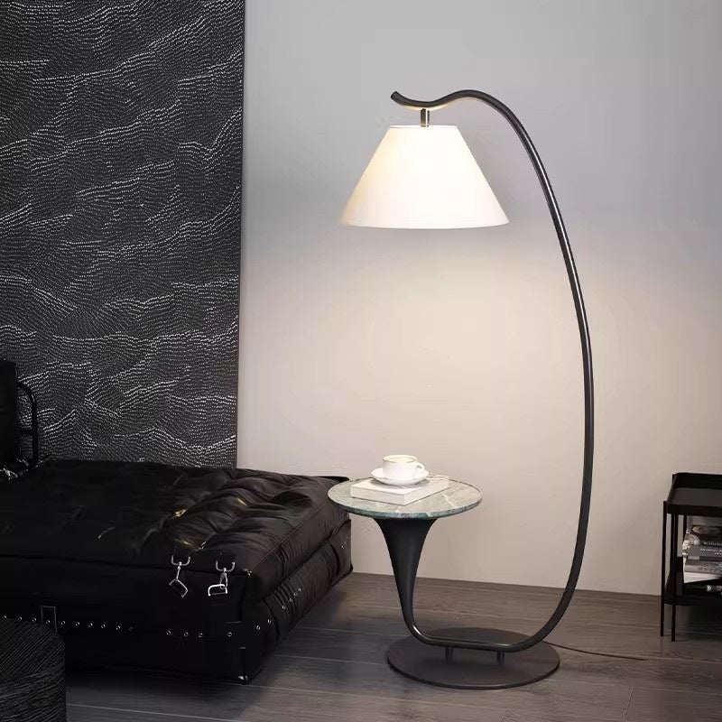 Contemporary Floor Lamp with Integrated Side Table