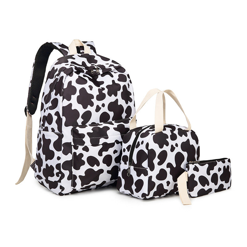 Stylish Cow Print Backpack and Accessory Set Kalsten