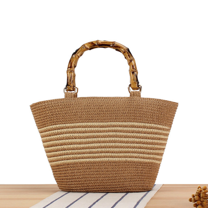 Handmade basket bag with bamboo handles Kalsten