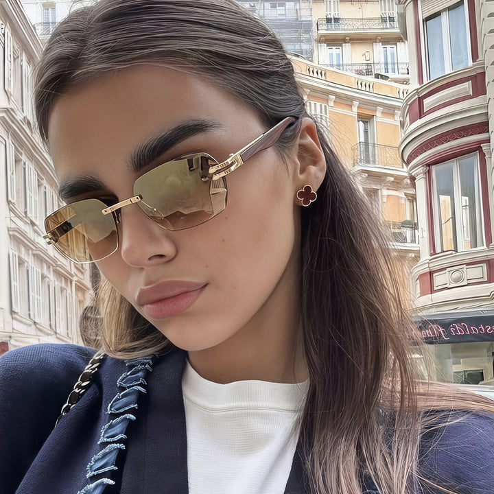 Men's Elegant Square Sunglasses with Wooden Temples Kalsten