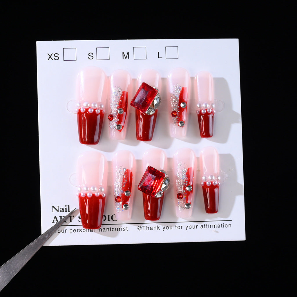 Glamorous Crystal and Gemstone Press-On Nail Set Kalsten