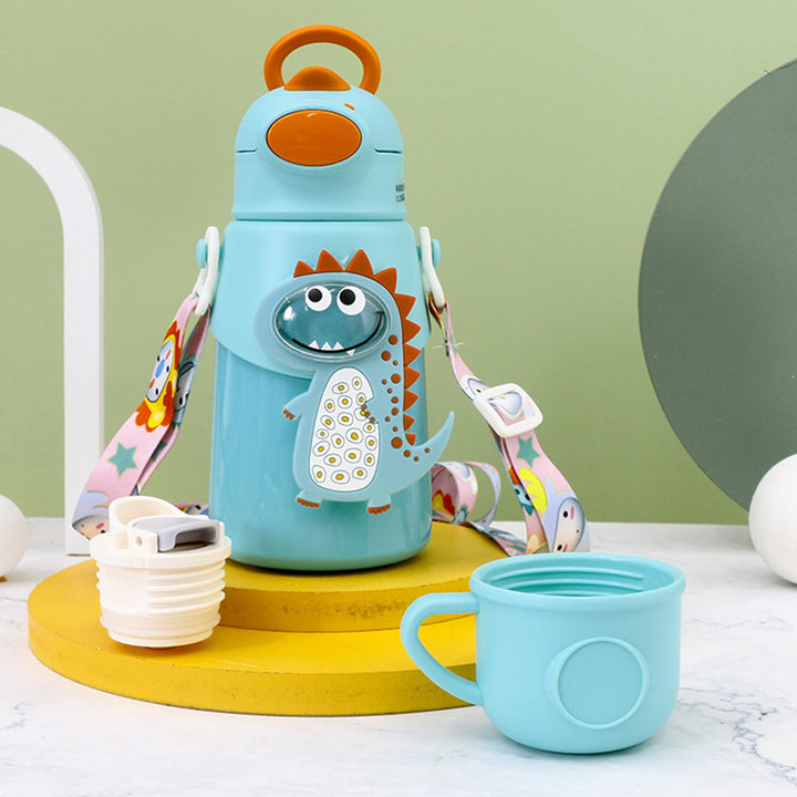 Women's Insulated Water Bottle with Cute Rabbit Design and Practical Carry Strap Kalsten